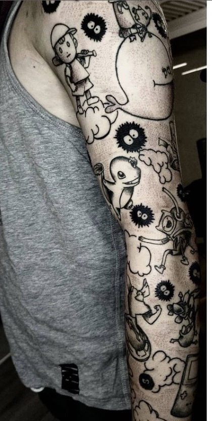Pokemon sleeve tattoo